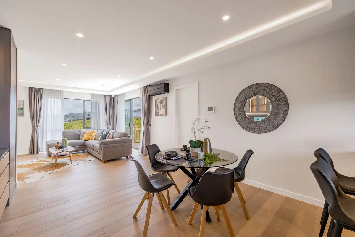 Dining space with a round table